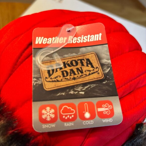 Red weather resistant Dakota Dan trooper hat with earflaps - Picture 2 of 2